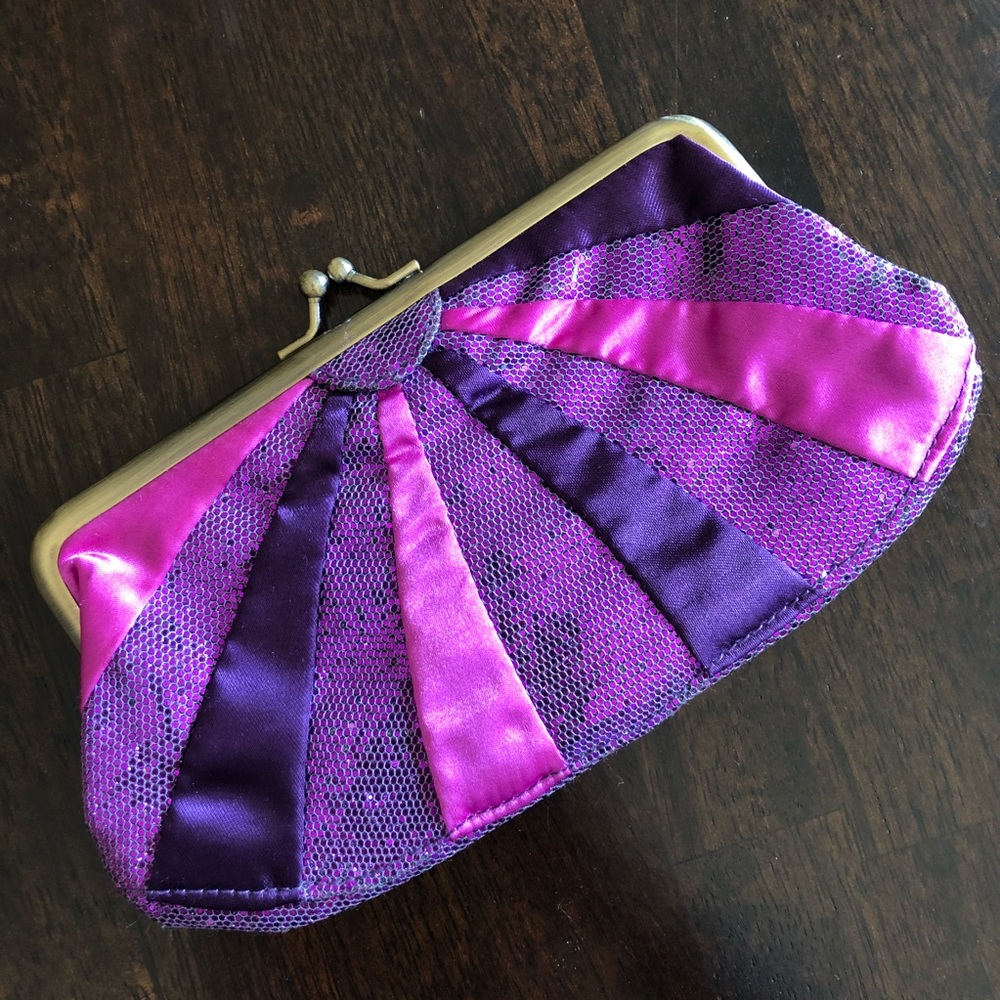 Accessorize Glitter Pink & Purple Mini Clutch